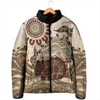 Australia Wombat Padded Jacket Aussie Map Aboriginal Pattern