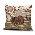 Australia Wombat Pillow Cover Aussie Map Aboriginal Pattern