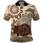 Australia Wombat Polo Shirt Aussie Map Aboriginal Pattern