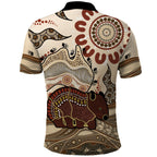 Australia Wombat Polo Shirt Aussie Map Aboriginal Pattern