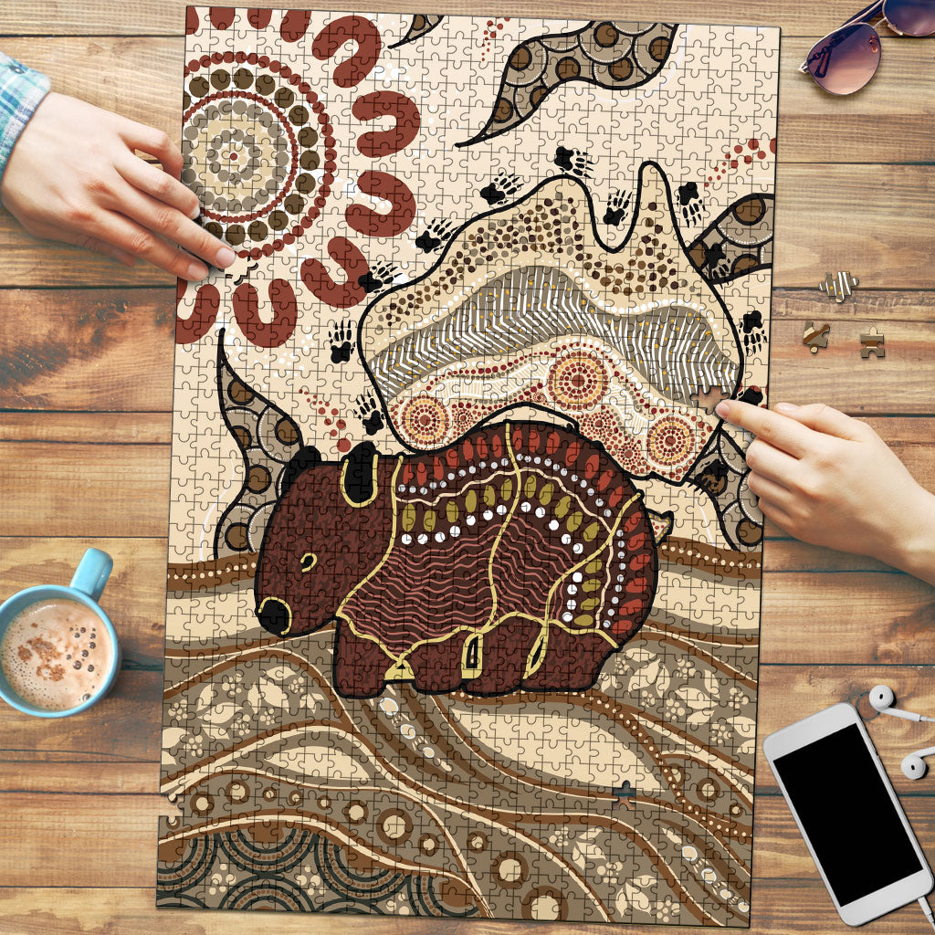 Australia Wombat Puzzle Aussie Map Aboriginal Pattern