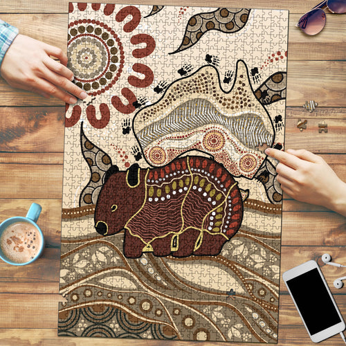 Australia Wombat Puzzle Aussie Map Aboriginal Pattern