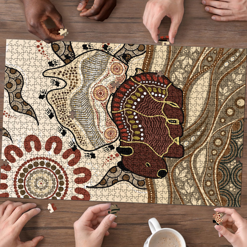 Australia Wombat Puzzle Aussie Map Aboriginal Pattern