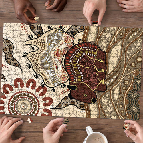 Australia Wombat Puzzle Aussie Map Aboriginal Pattern