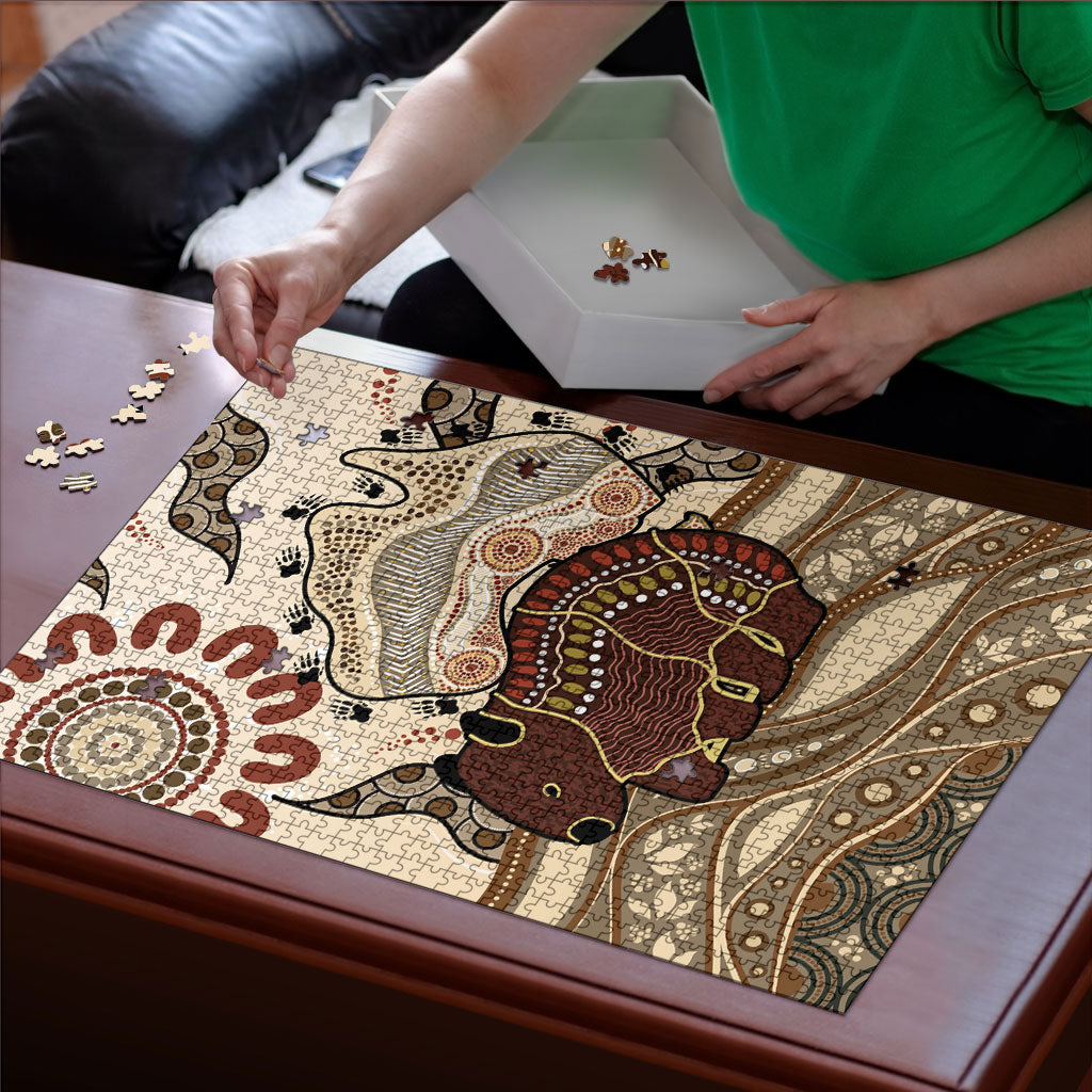 Australia Wombat Puzzle Aussie Map Aboriginal Pattern