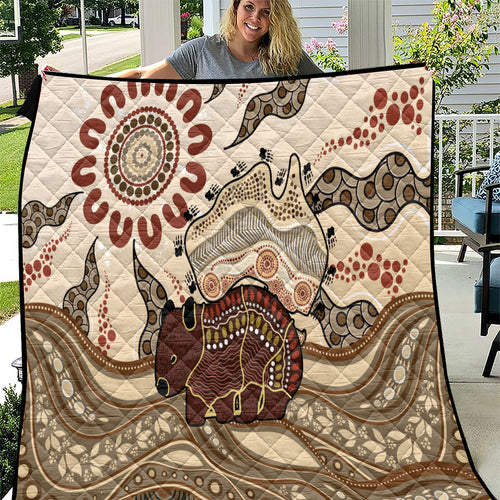 Australia Wombat Quilt Aussie Map Aboriginal Pattern