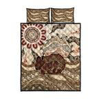 Australia Wombat Quilt Bed Set Aussie Map Aboriginal Pattern