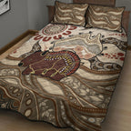 Australia Wombat Quilt Bed Set Aussie Map Aboriginal Pattern