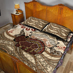 Australia Wombat Quilt Bed Set Aussie Map Aboriginal Pattern