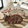Australia Wombat Round Carpet Aussie Map Aboriginal Pattern