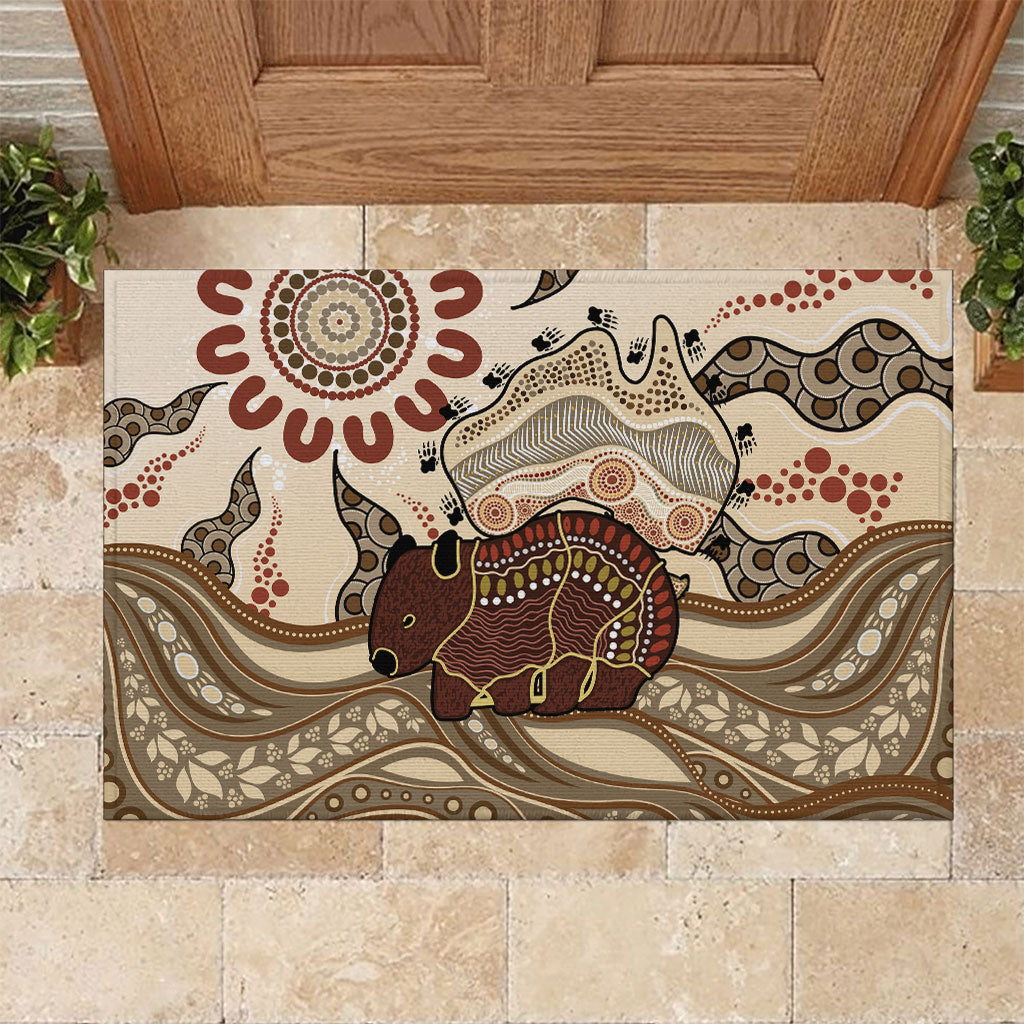 Australia Wombat Rubber Doormat Aussie Map Aboriginal Pattern