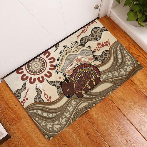 Australia Wombat Rubber Doormat Aussie Map Aboriginal Pattern