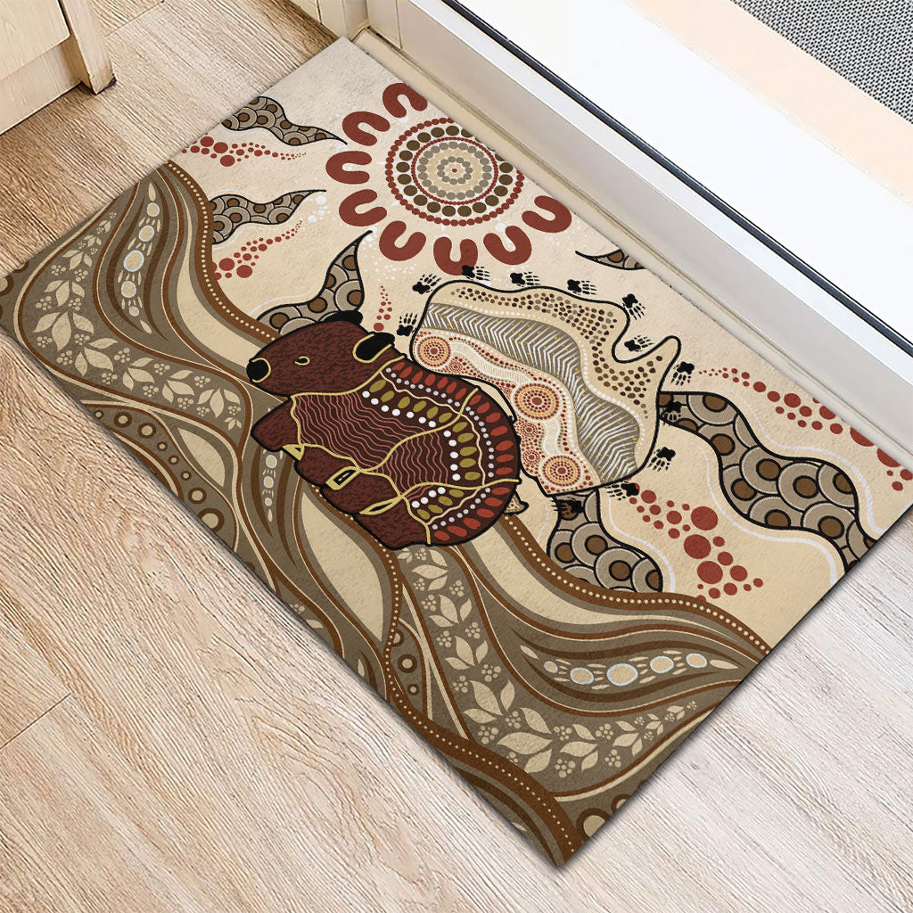 Australia Wombat Rubber Doormat Aussie Map Aboriginal Pattern