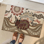 Australia Wombat Rubber Doormat Aussie Map Aboriginal Pattern