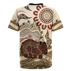Australia Wombat Rugby Jersey Aussie Map Aboriginal Pattern