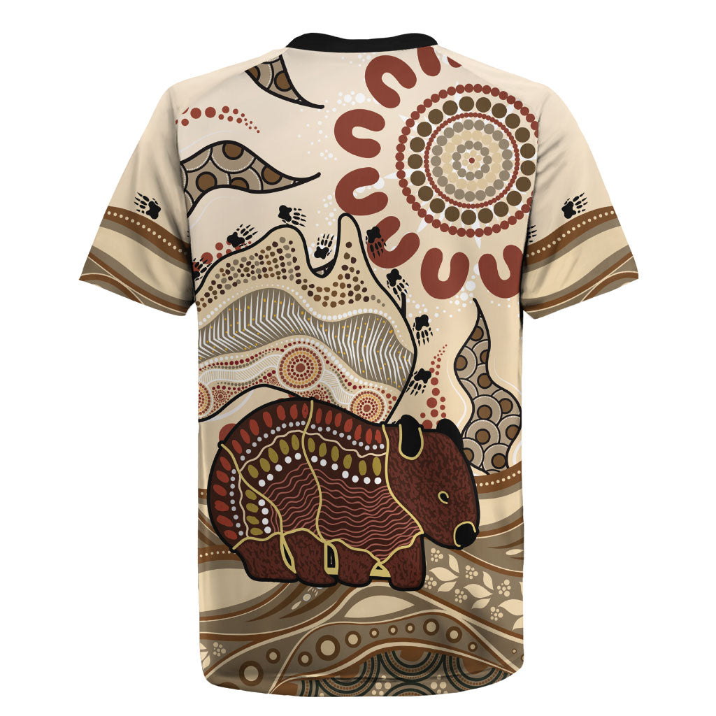 Australia Wombat Rugby Jersey Aussie Map Aboriginal Pattern