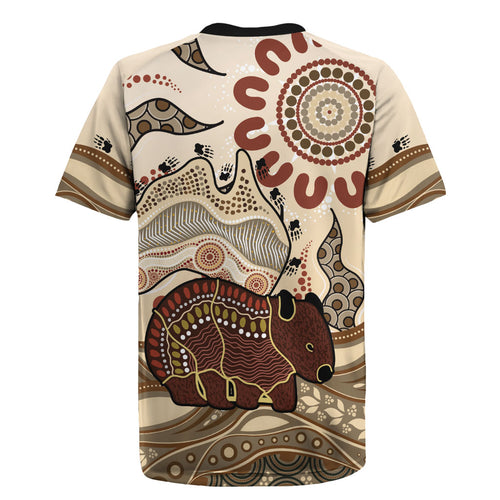 Australia Wombat Rugby Jersey Aussie Map Aboriginal Pattern