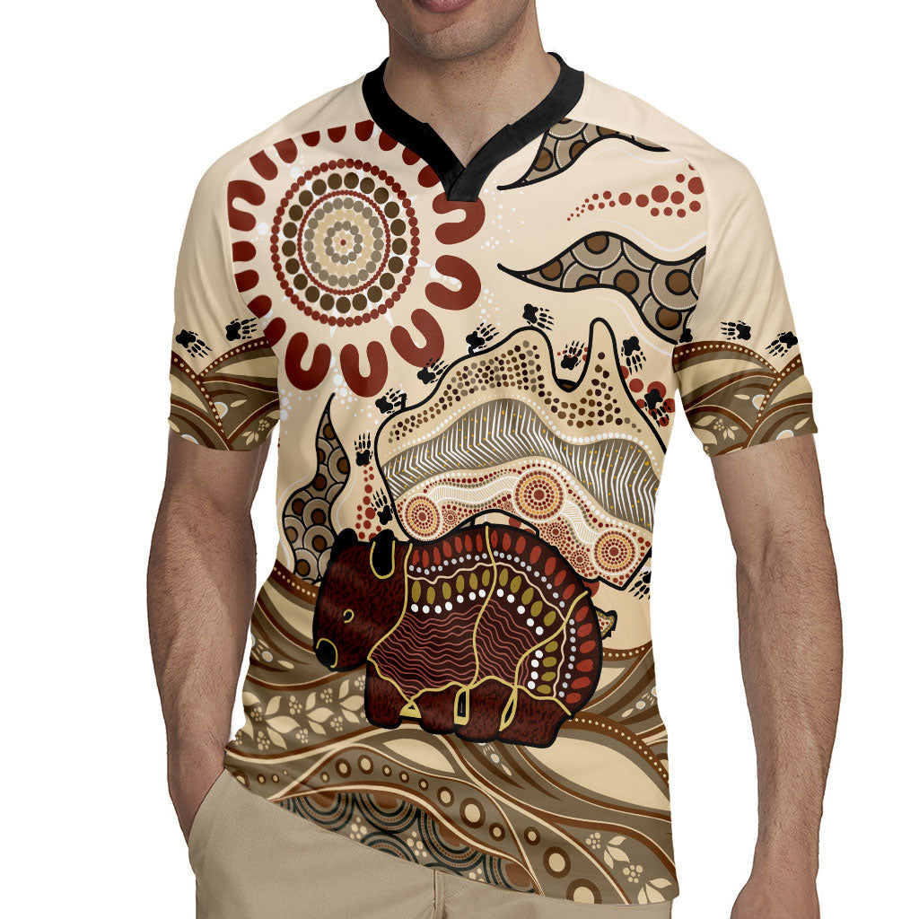 Australia Wombat Rugby Jersey Aussie Map Aboriginal Pattern