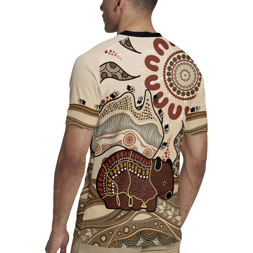 Australia Wombat Rugby Jersey Aussie Map Aboriginal Pattern