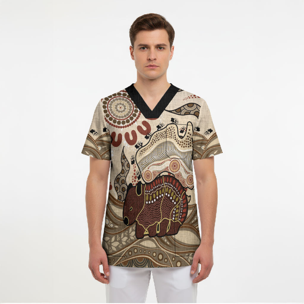 Australia Wombat Scrub Top Aussie Map Aboriginal Pattern
