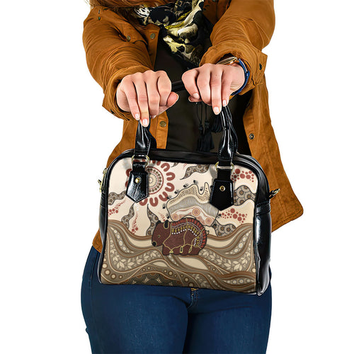 Australia Wombat Shoulder Handbag Aussie Map Aboriginal Pattern