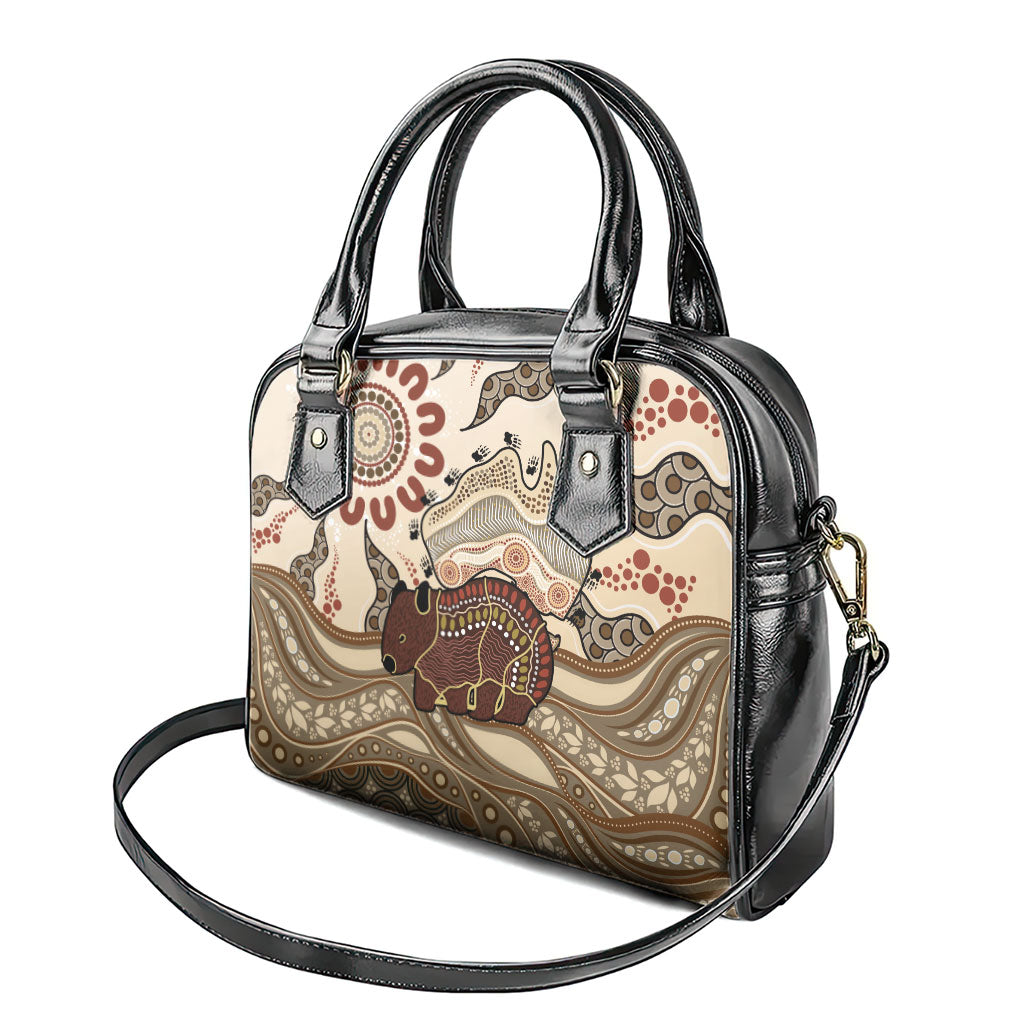 Australia Wombat Shoulder Handbag Aussie Map Aboriginal Pattern