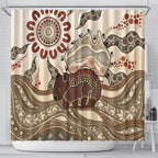 Australia Wombat Shower Curtain Aussie Map Aboriginal Pattern