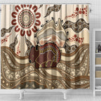 Australia Wombat Shower Curtain Aussie Map Aboriginal Pattern