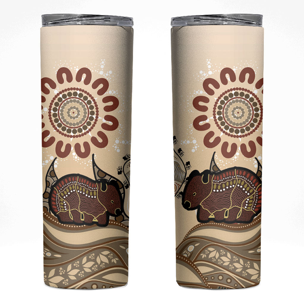 Australia Wombat Skinny Tumbler Aussie Map Aboriginal Pattern