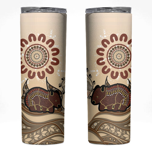 Australia Wombat Skinny Tumbler Aussie Map Aboriginal Pattern