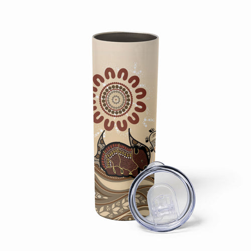 Australia Wombat Skinny Tumbler Aussie Map Aboriginal Pattern