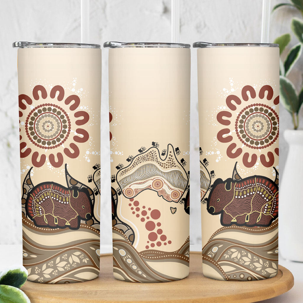 Australia Wombat Skinny Tumbler Aussie Map Aboriginal Pattern