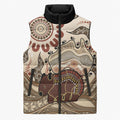 Australia Wombat Sleeveless Puffer Jacket Aussie Map Aboriginal Pattern