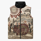 Australia Wombat Sleeveless Puffer Jacket Aussie Map Aboriginal Pattern