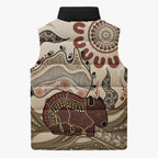 Australia Wombat Sleeveless Puffer Jacket Aussie Map Aboriginal Pattern