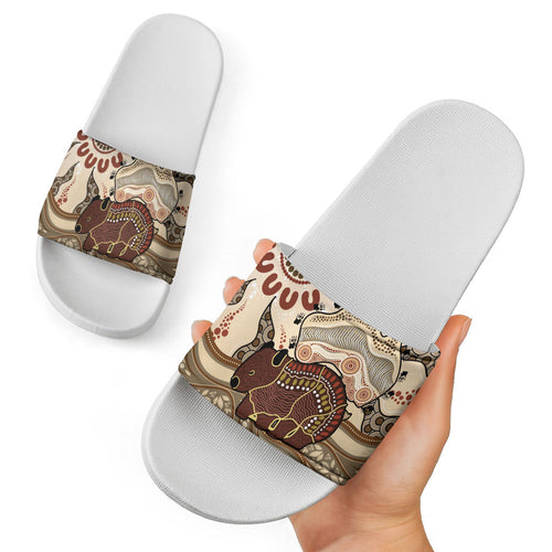 Australia Wombat Slide Sandals Aussie Map Aboriginal Pattern