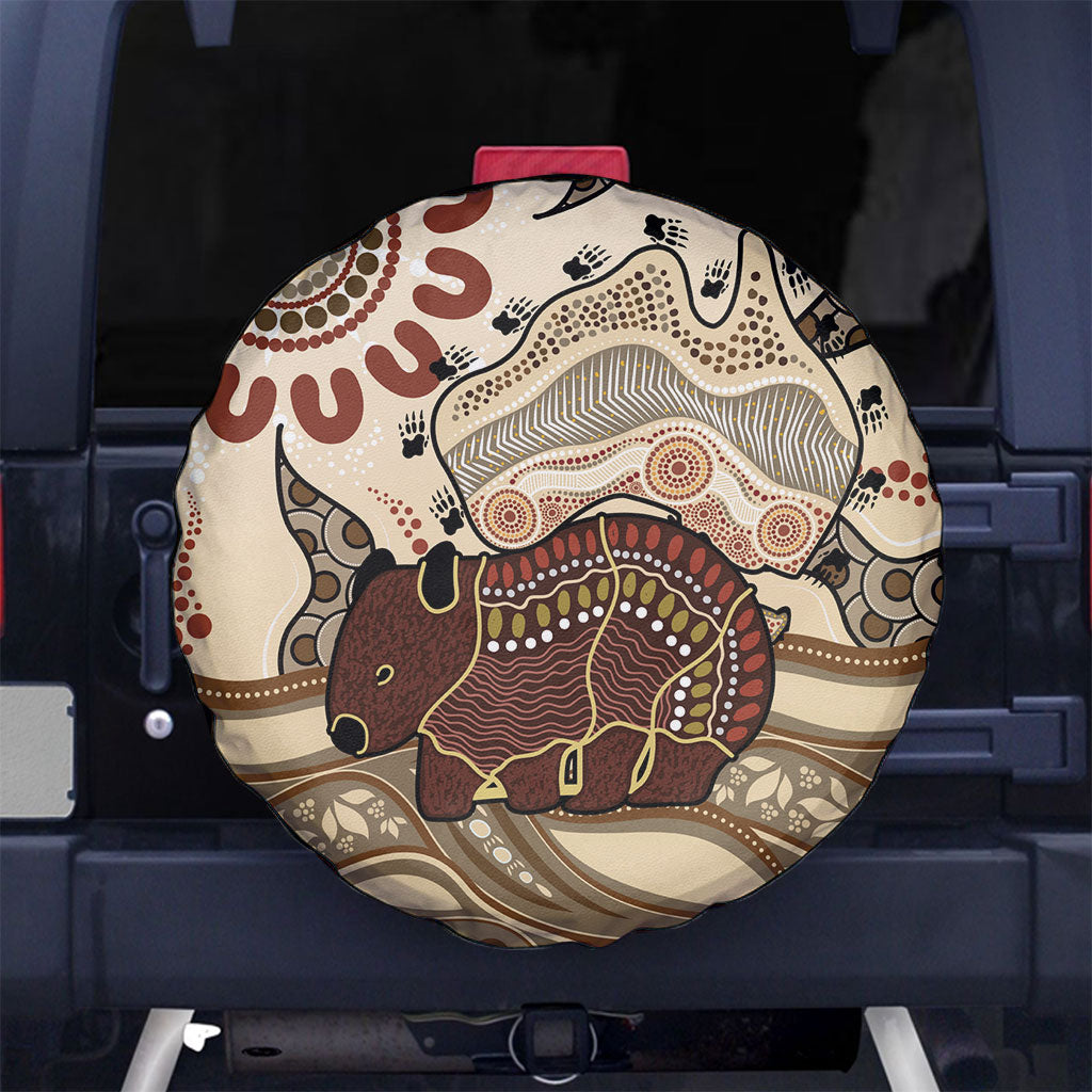 Australia Wombat Spare Tire Cover Aussie Map Aboriginal Pattern