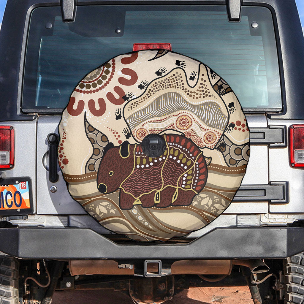 Australia Wombat Spare Tire Cover Aussie Map Aboriginal Pattern