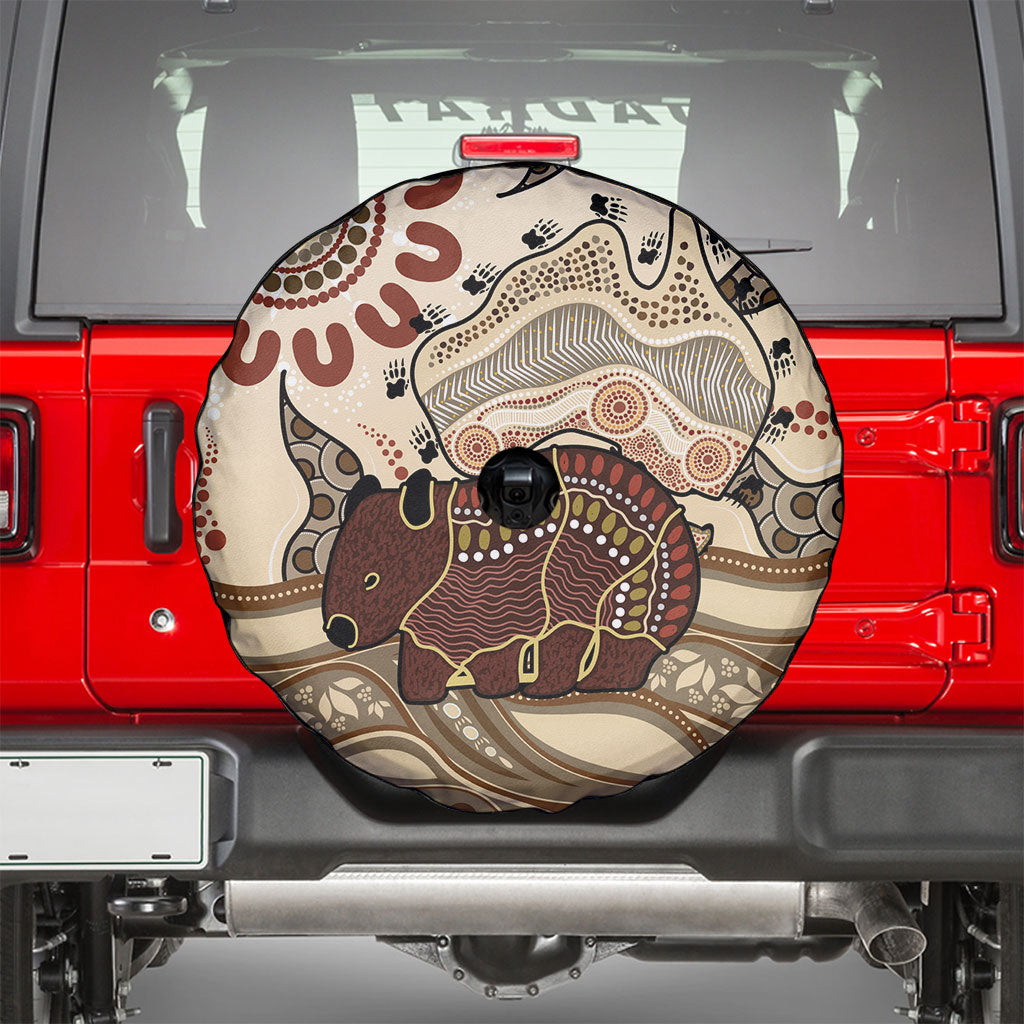 Australia Wombat Spare Tire Cover Aussie Map Aboriginal Pattern