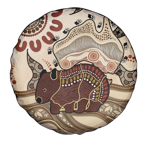 Australia Wombat Spare Tire Cover Aussie Map Aboriginal Pattern