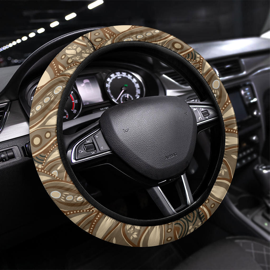 Australia Wombat Steering Wheel Cover Aussie Map Aboriginal Pattern