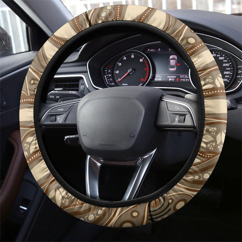 Australia Wombat Steering Wheel Cover Aussie Map Aboriginal Pattern