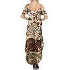 Australia Wombat Summer Maxi Dress Aussie Map Aboriginal Pattern