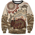 Australia Wombat Sweatshirt Aussie Map Aboriginal Pattern