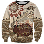 Australia Wombat Sweatshirt Aussie Map Aboriginal Pattern