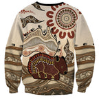Australia Wombat Sweatshirt Aussie Map Aboriginal Pattern