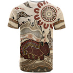 Australia Wombat T Shirt Aussie Map Aboriginal Pattern