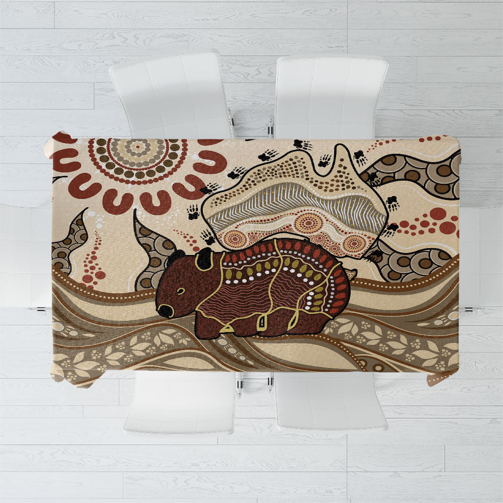 Australia Wombat Tablecloth Aussie Map Aboriginal Pattern