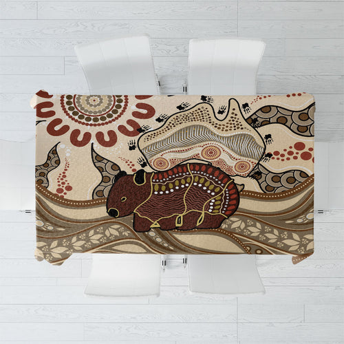 Australia Wombat Tablecloth Aussie Map Aboriginal Pattern