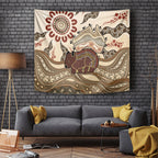 Australia Wombat Tapestry Aussie Map Aboriginal Pattern